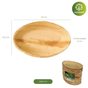 Bowl biodegradable de Hoja de Palma 300ml, perfecto para delivery.