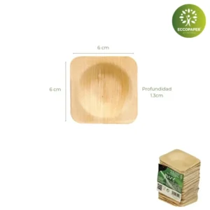 Bowl natural de Hoja de Palma 8x8x2cm, ideal para servicios Take Away.