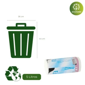 Bolsa para Basura 5 Litros reciclable y económica, ideal para pequeños residuos.