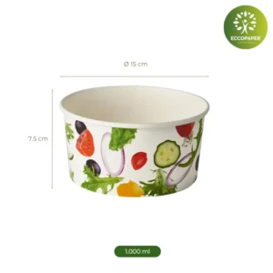 Ensaladeras de Cartón 1.000ml resistentes y versátiles.