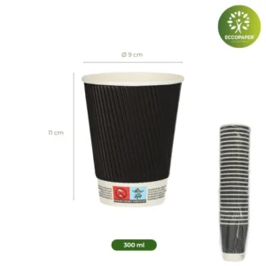 Vasos de 300ml para café en eventos.