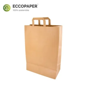 Bolsa Kraft 32x17x44cm resistente y versátil, ideal para negocios comprometidos con la sostenibilidad.