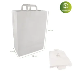 Bolsa Kraft 32x17x44cm biodegradable y asequible, ideal para tiendas responsables.