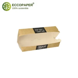 Cajas para Bocadillos 6.2x7.5x21cm de cartón ecológico, ideal para take away.