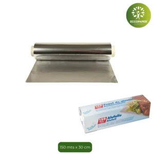 Papel Aluminio 150mts x 30cm resistente y versátil para cocina.