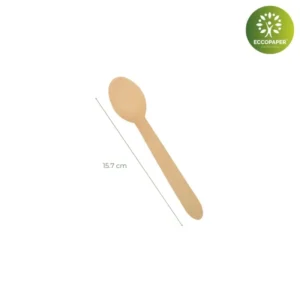 Cucharas de Madera 15.7cm - Material sostenible ideal para servir postres o helados.