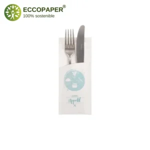 Fundas resistentes y sostenibles para cubiertos 20x8.5cm biodegradables.