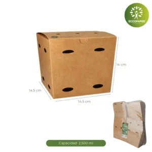 Cajas Fritos 14x14.5x14.5cm más baratas que Glovo y Monouso, ideales para fritos.