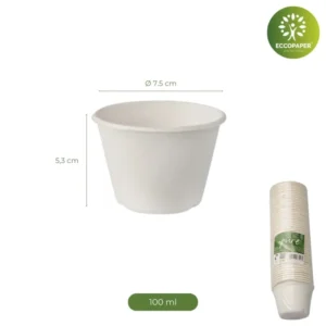 Bowl de Caña de Azúcar 100ml sostenible y biodegradable.