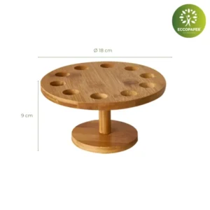 Soporte para tapas Ø18x9cm, ideal para tapas y pinchos sostenibles, perfecto para servir en eventos.