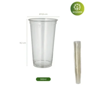 Vasos de Bioplástico Natural 500ml ecológicos.