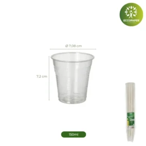 Vasos de Bioplástico Natural 150ml ecológicos.