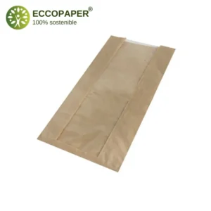 Bolsa para panaderías 47x20x9cm de papel alimentario, diseñada para productos grandes.