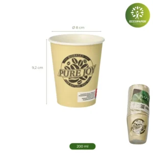 Vasos de 200ml para disfrutar de bebidas calientes.