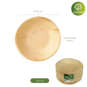 Bowl de Hoja de Palma 300ml, resistente y biodegradable.