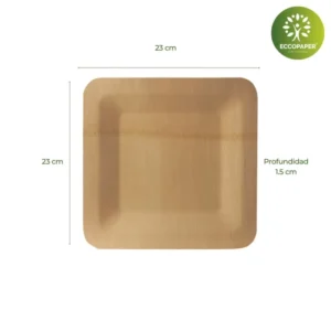 Platos para Tapas 23x23x1.5cm amplios y biodegradables.