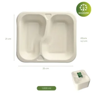 Bandeja Termosellable 1.000ml: Bandeja termosellable de 1.000ml, diseñada para mantener la frescura de los alimentos en su transporte.