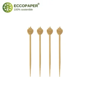 Resistencia y sostenibilidad en pinchos decorativos biodegradables 9cm.