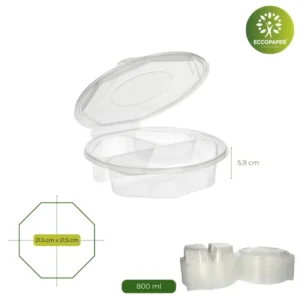 Envase Octogonal 800ml fabricado para contener alimentos calientes y fríos.