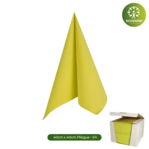 Servilletas 40x40cm fabricadas con materiales reciclados, perfectas para eventos responsables.
