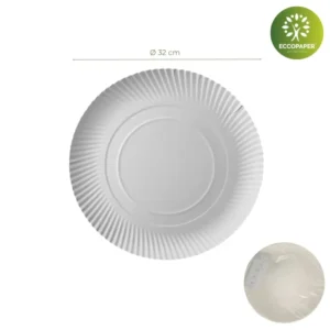 Platos redondos biodegradables Ø32x2cm perfectos para eventos sostenibles.