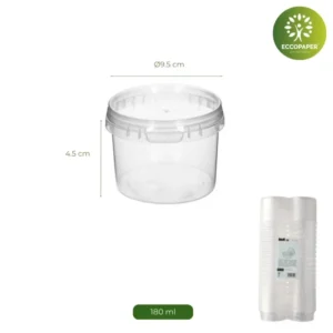 Tarrinas Herméticas 180ml ideales para líquidos y sólidos.