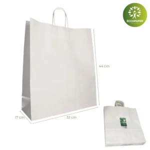 Bolsa Kraft 32x17x44cm resistente y sostenible, ideal para comercios responsables.