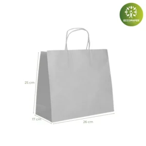 Bolsas Kraft Take Away 25x17x26cm sostenibles y resistentes para entregas a domicilio.