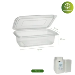 Envases Rectangular 750ml sostenibles para delivery.