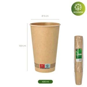 Vasos de cartón biodegradables 400ml ideales para refrescos y smoothies