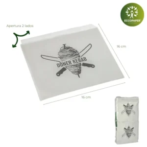 Bolsa para kebab 16x16cm económica y sostenible, exclusiva de Eccopaper.