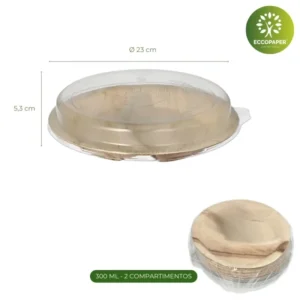 Bowl con tapa 300ml sostenible y ecológico, ideal para delivery.