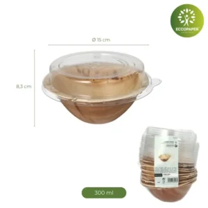 Bowl redondo con tapa 300 ml ecológico y práctico.
