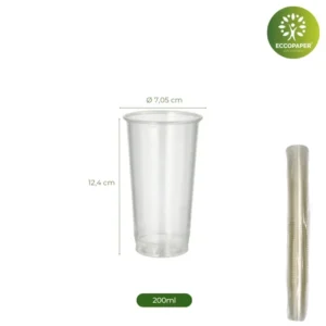 Vasos Bioplástico 200ml biodegradables para bebidas frías.