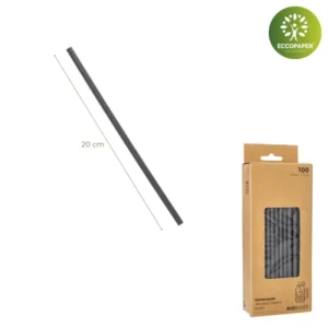 Pajitas Negras de Cartón 20cm x Ø6mm de alta calidad y reciclables para todo tipo de bebidas.