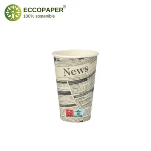 Diseño ecológico en los vasos de cartón decorados 300ml.