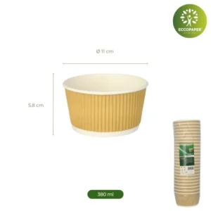 Tarrinas de cartón 380 ml para catering responsable.