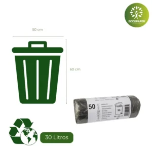 Bolsa para Basura 30 Litros reciclable y resistente, ideal para comercios y hogares.