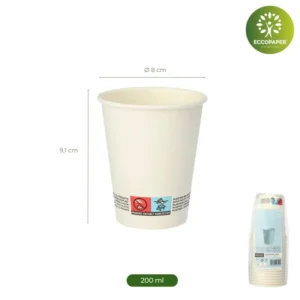 Vasos de cartón ecológicos 200ml para bebidas calientes y frías
