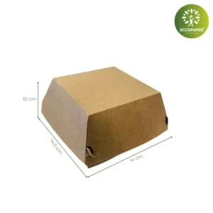 Cajas de cartón para hamburguesas 14x14.5x10cm, una opción práctica y responsable con el medio ambiente.