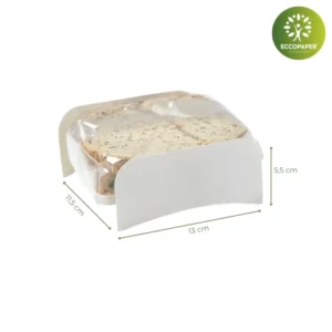 Envase para bocadillos 16.5x11.5x4.5cm, ideal para snacks y sándwiches.