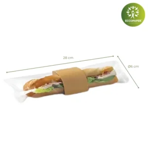 Envase sostenible para bocadillos Ø6x28cm, ideal para eventos gastronómicos.