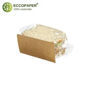 Envase sostenible para bocadillos 13x8x5cm, ideal para comercio responsable.