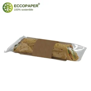 Envase biodegradable para bocadillos 25x4.5x4.5cm, perfecto para comida rápida.