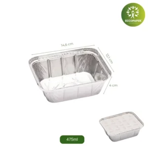 Bandejas de Aluminio 14.6x12.1x4.0cm, ideales para almacenar porciones pequeñas de alimentos de manera segura.