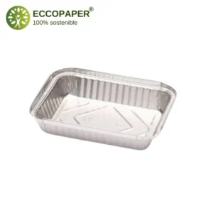 Bandejas de Aluminio 590ml, ideales para alimentos frescos o congelados en servicios de comida rápida.