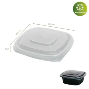 Tapas para envases Take Away 15,6x15,6cm, ideal para envases medianos de comida para llevar.