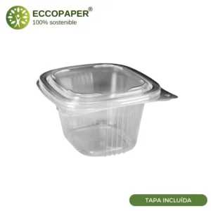 Envase Take Away Reciclado 500ml, práctico y seguro para delivery.