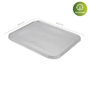 Tapas para bandejas de aluminio 32.4x26.4cm, perfecta para envases grandes, garantizando la frescura y protección de los alimentos.