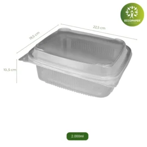 Envase Take Away Reciclado 1000ml, ideal para almacenar alimentos de forma sostenible.